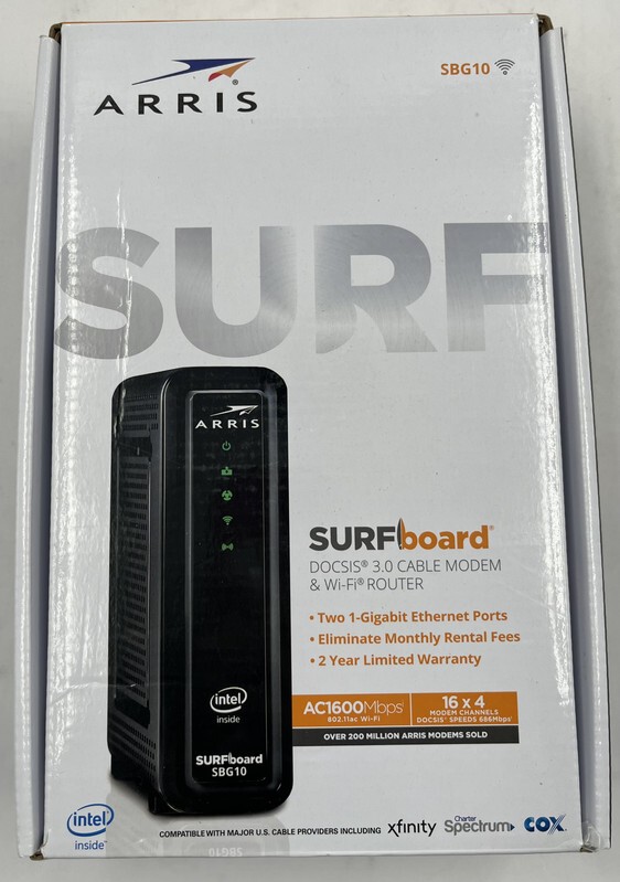 ARRIS SURFBOARD SBG10 1001362 DOCSIS 3.0 INTEL INSIDE MODEM/BLACK