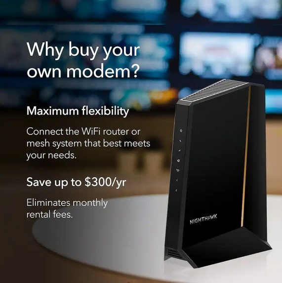 NETGEAR – Nighthawk Mid/High-Split DOCSIS 3.1 Cable Modem – Black