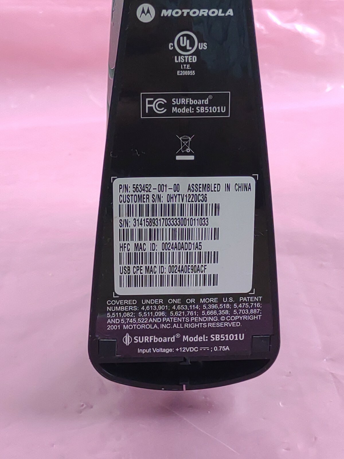 Motorola SB5101U (563452-001-00) Cable Modem