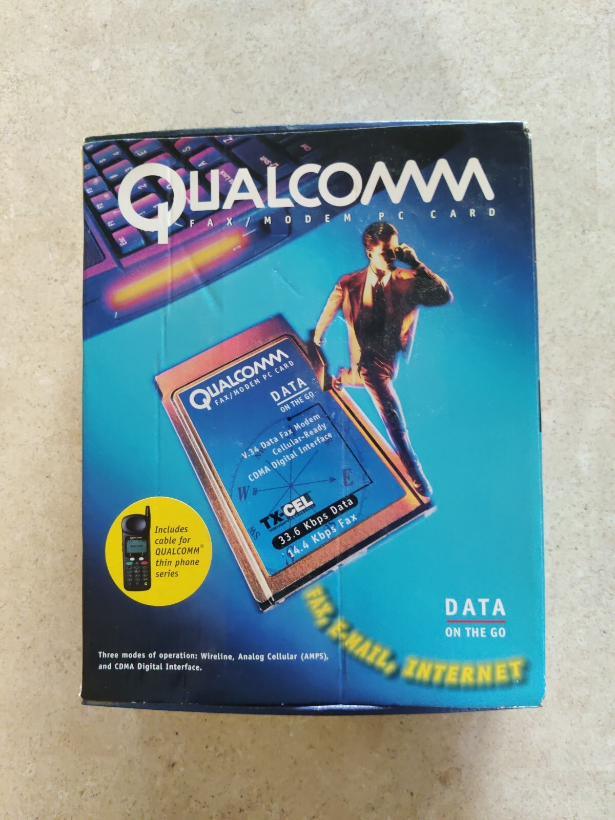 Qualcomm Data On The Go Fax/Modem PC Card 33.6 Kbps Retail Box NEW Open Box