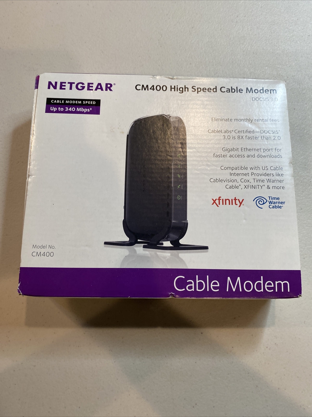Netgear Cable Modem CM400-100NAS Compatible with Cable Providers Xfinity – Black