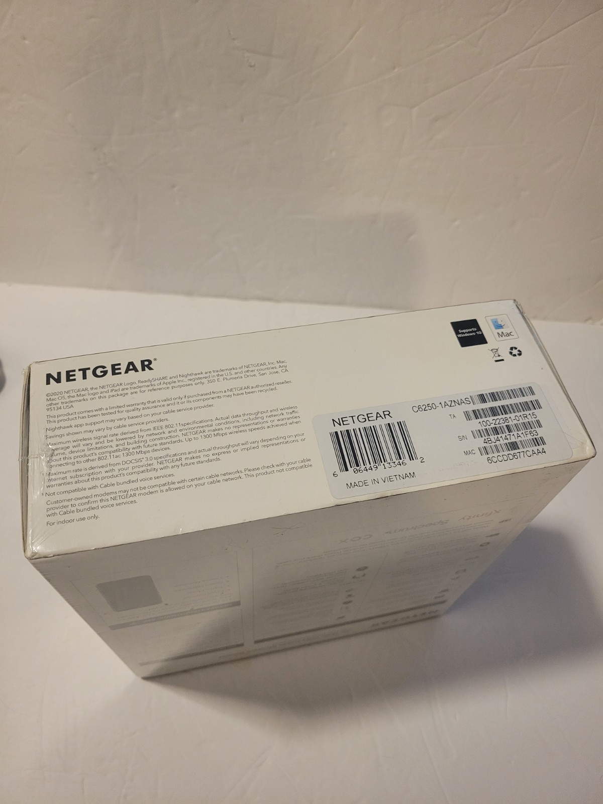 NETGEAR Cable Modem Wi-Fi Router Combo Model ( C6250 ) New Factory Sealed (OEM)