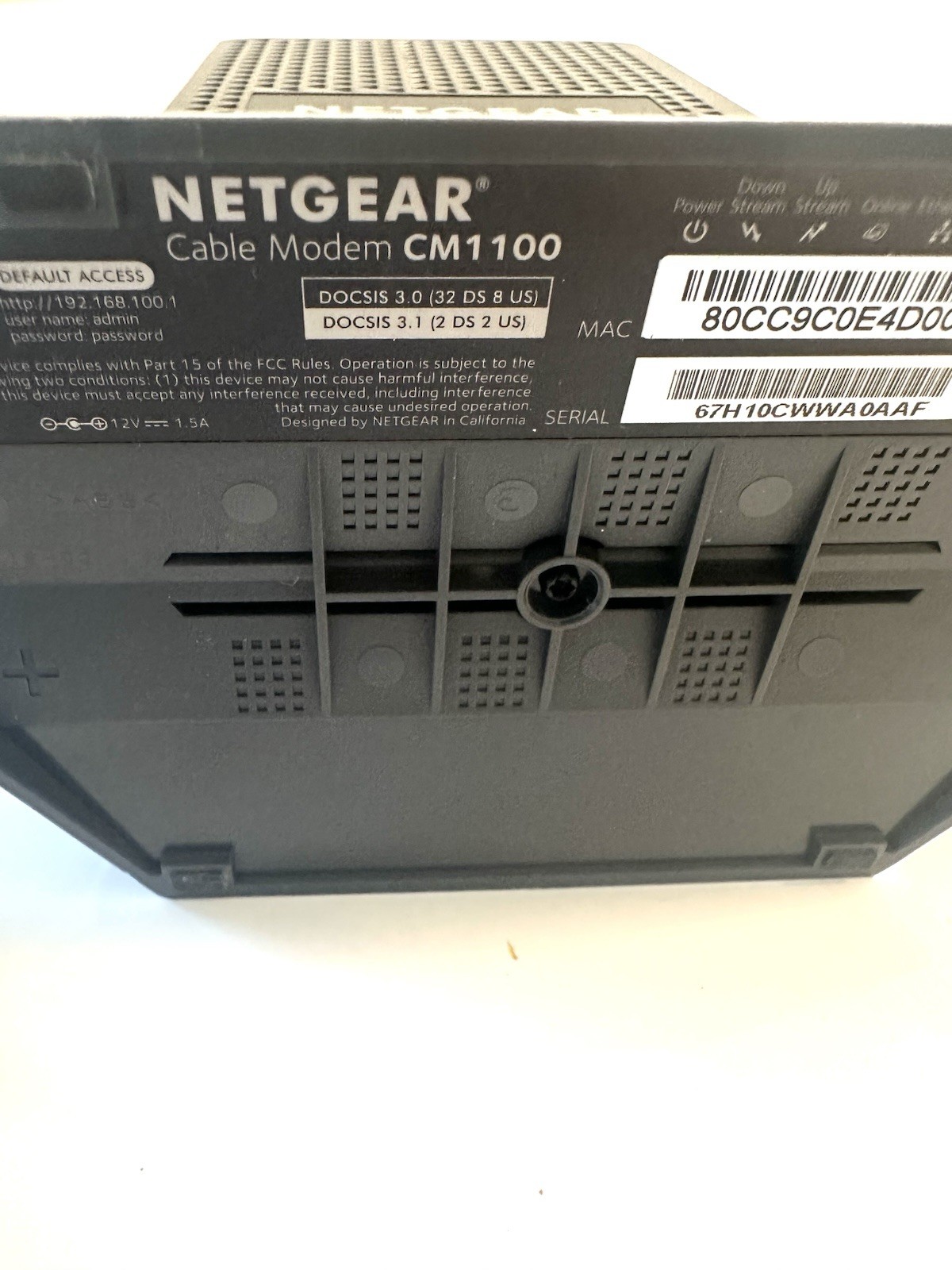 Netgear CM1100 Cable Modem DOCSIS 3.1 Nighthawk