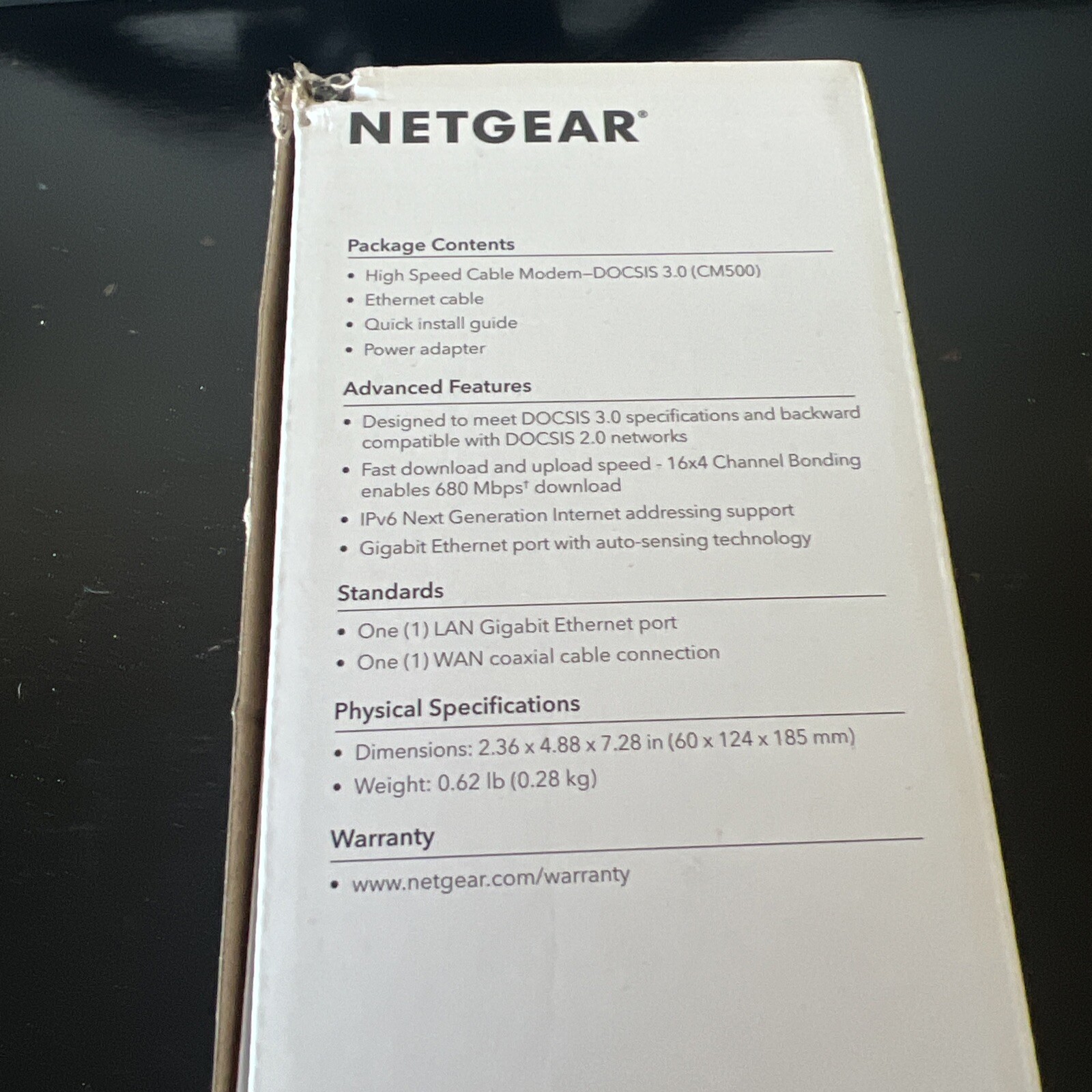Netgear CM500-1AZNAS 16×4 High Speed DOCSIS 3.0 Cable Modem New 686Mbps