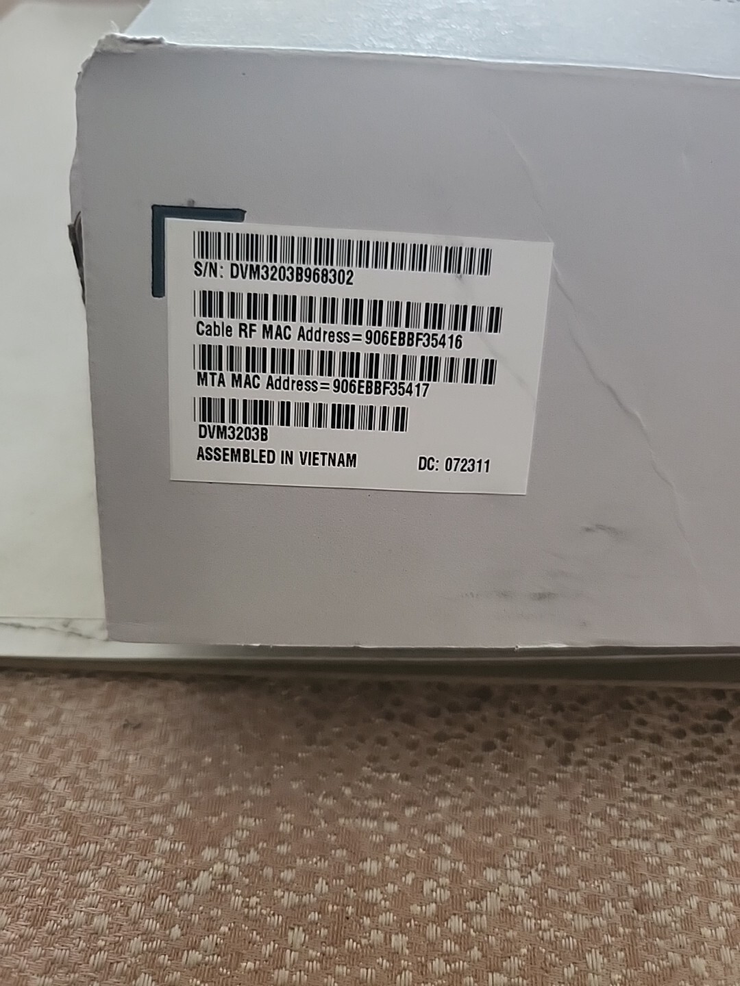 Ubee DVM3203B Voice Cable Modem Docsis 3.0 eMTA