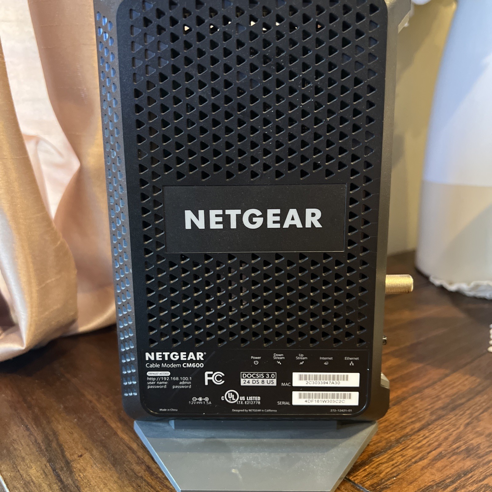 NETGEAR CM600-1AZNAS 960Mbps DOCSIS 3.0 Cable Modem. Used, great condition