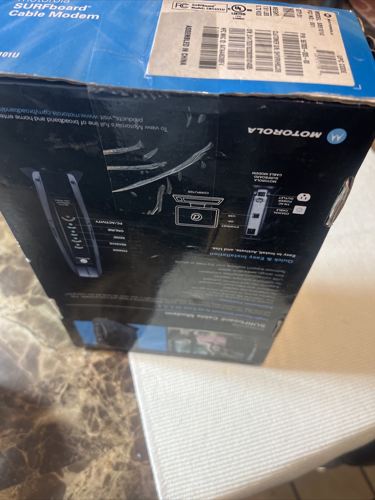 Motorola Surfboard Cable Modem And Power Supply Model SB5101 NIB!