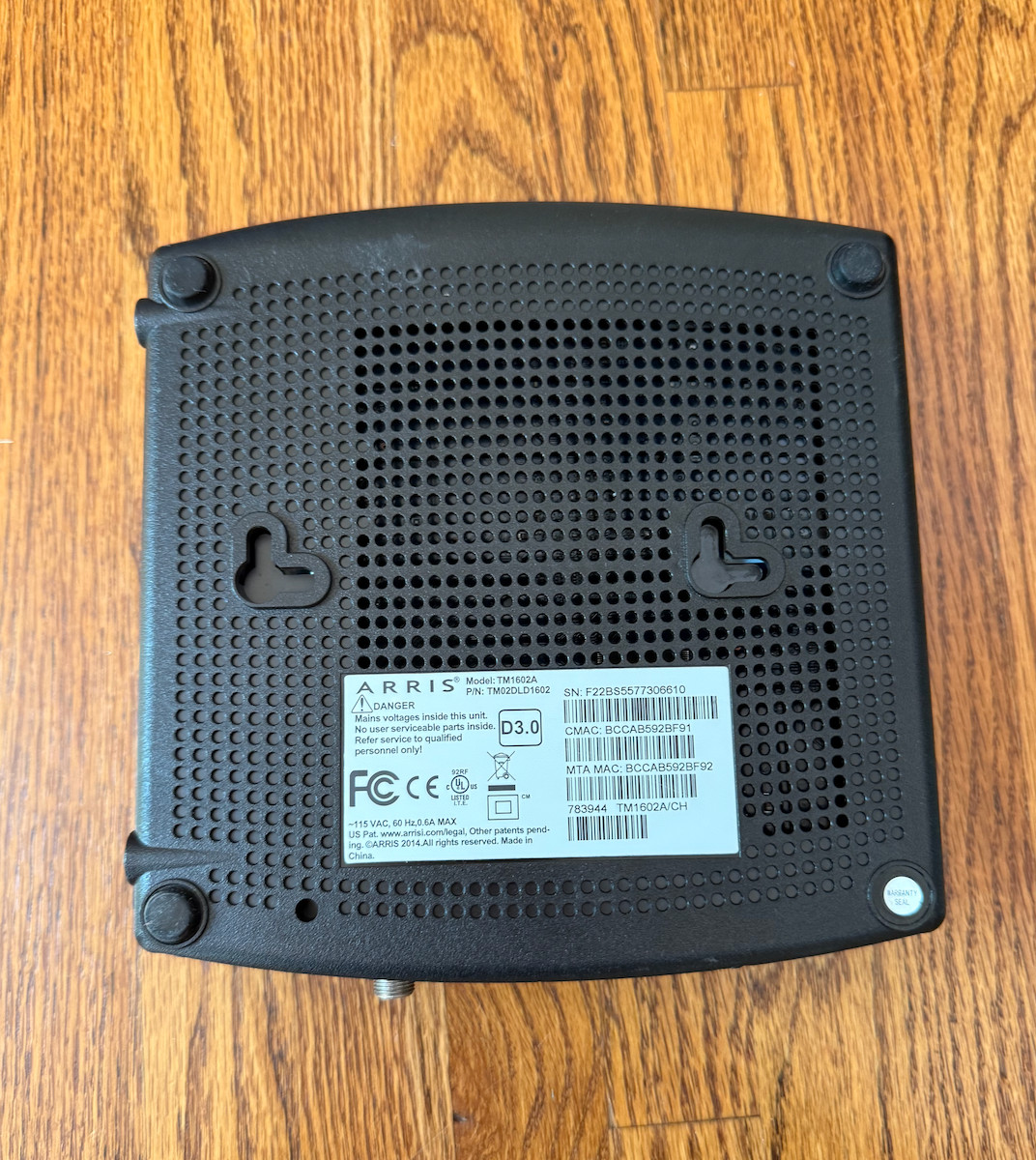 ARRIS TM1602A DOCSIS 3 TELEPHONE MODEM (Optimum/Cablevision Approved ONLY!)