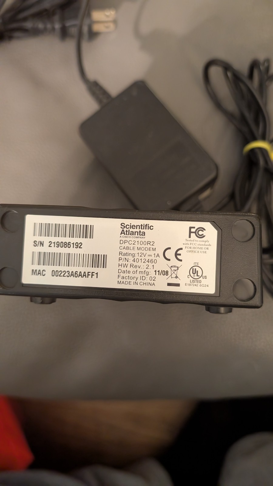 Cisco Scientific Atlanta DPC2100R2 Internet Cable Modem P/N: 4012460 Tested EUC