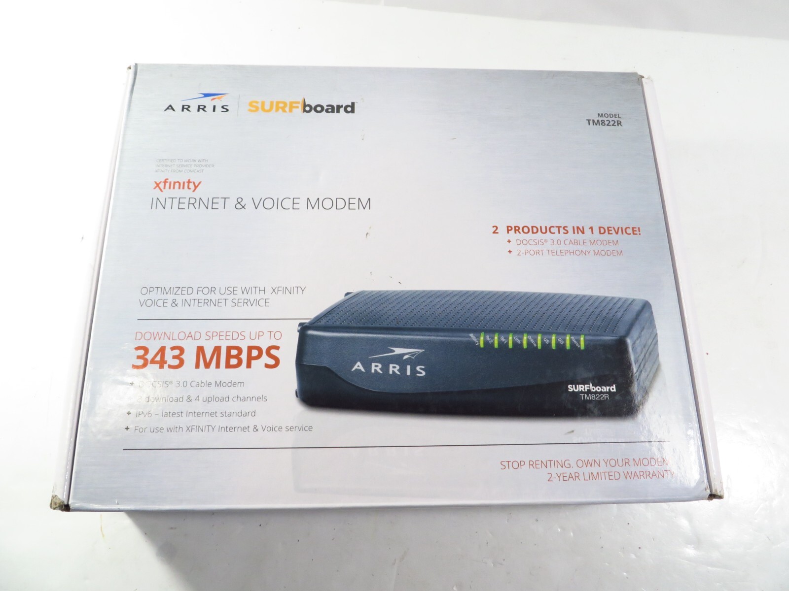 ARRIS Surfboard DOCSIS 3.0 Internet & Voice Modem Certified for XFINITY TM822R