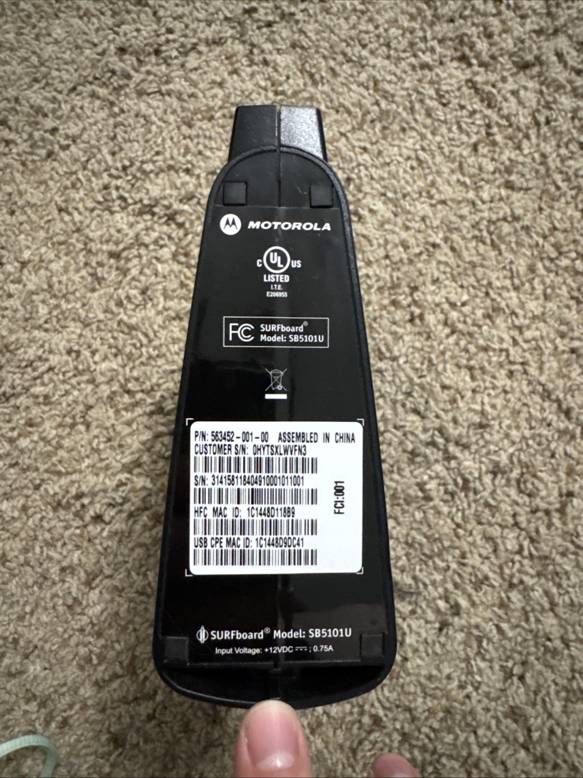 Motorola SURFboard SB5101U (567005-005-00) 38.91 Mbps