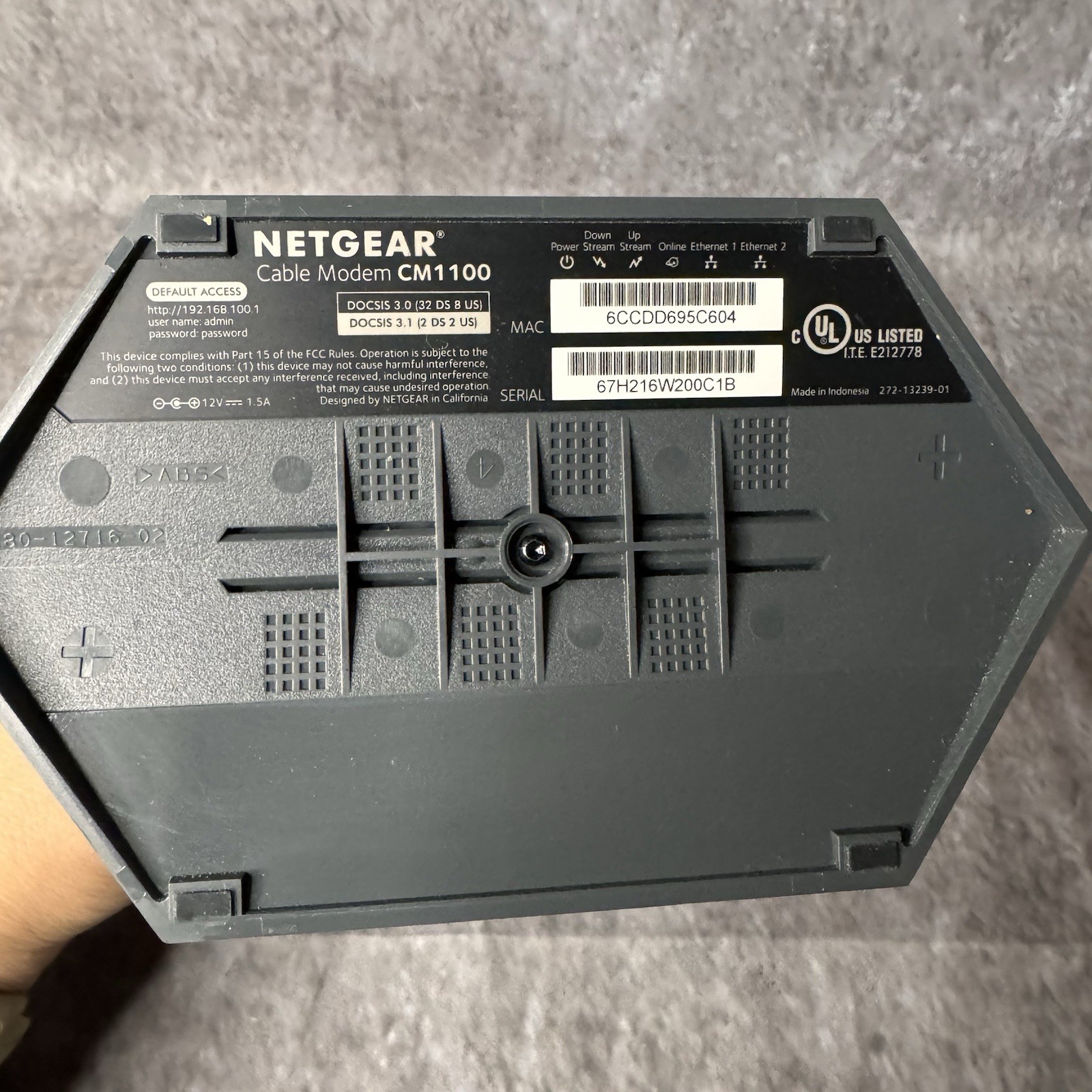 Netgear Nighthawk CM1100 Cable Modem DOCSIS 3.1 Multi-Gig SpeedModem