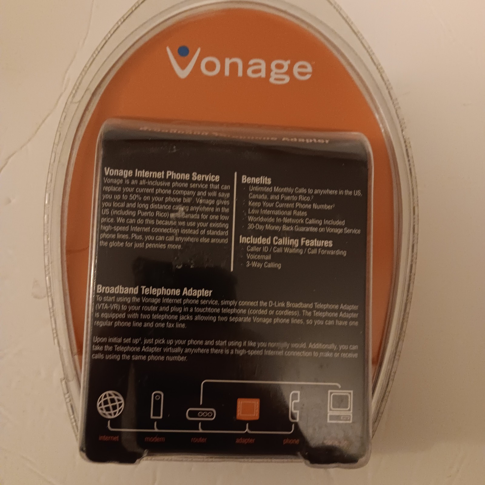 D-Link VTA-VR Vonage Broadband Telephone Adapter Internet Phone Starter Kit