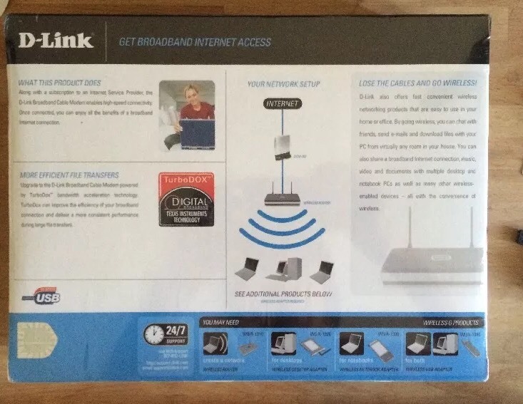 DCM-202 D-LINK BROADBAND CABLE MODEM DOCSIS 2.0 CERTIFIED – NEW IN BOX!