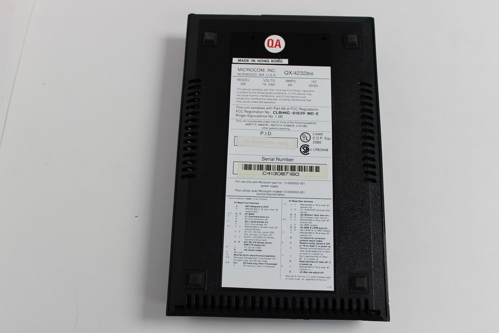MICROCOM QX/4232 BIS MNP CLASS 10 EXTERNAL MODEM NO AC ADAPTER WITH WARRANTY