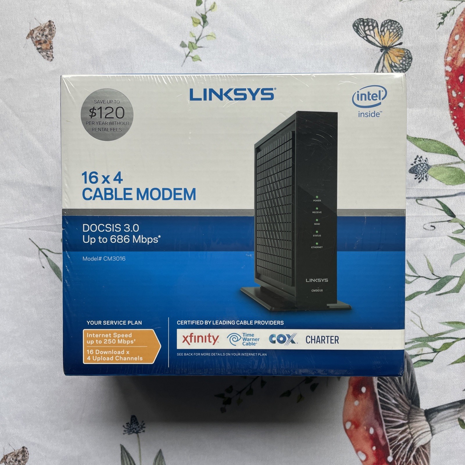 Linksys DOCSIS 3.0 16×4 Cable Modem #CM3016 New In Box Sealed Cox Charter