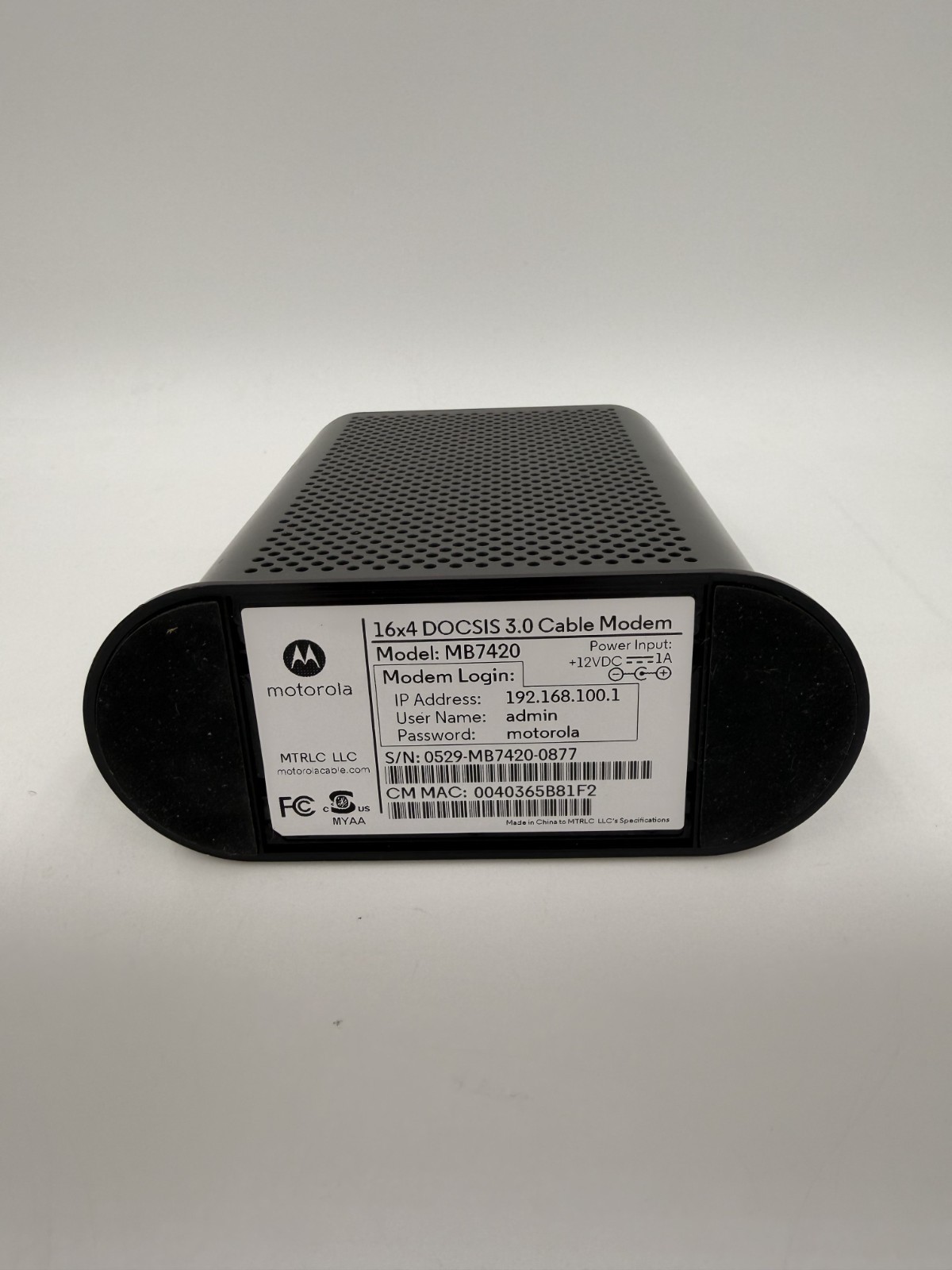 OPEN BOX Motorola MB742010 686mbps DOCSIS 3.0 Cable Modem
