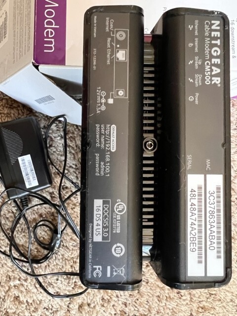 NETGEAR CM500 High Speed up to 680 Mbps Cable Modem, Xfinity, Spectrum, Cox