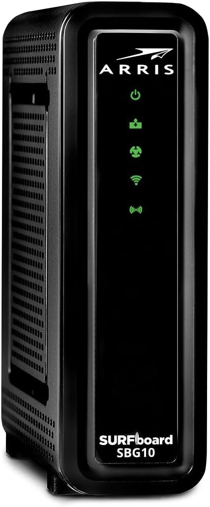 Arris SBG10 Cable Modem Router Combo Black DOCSIS 3.0 4 Ethernet Ports 400 Mbps