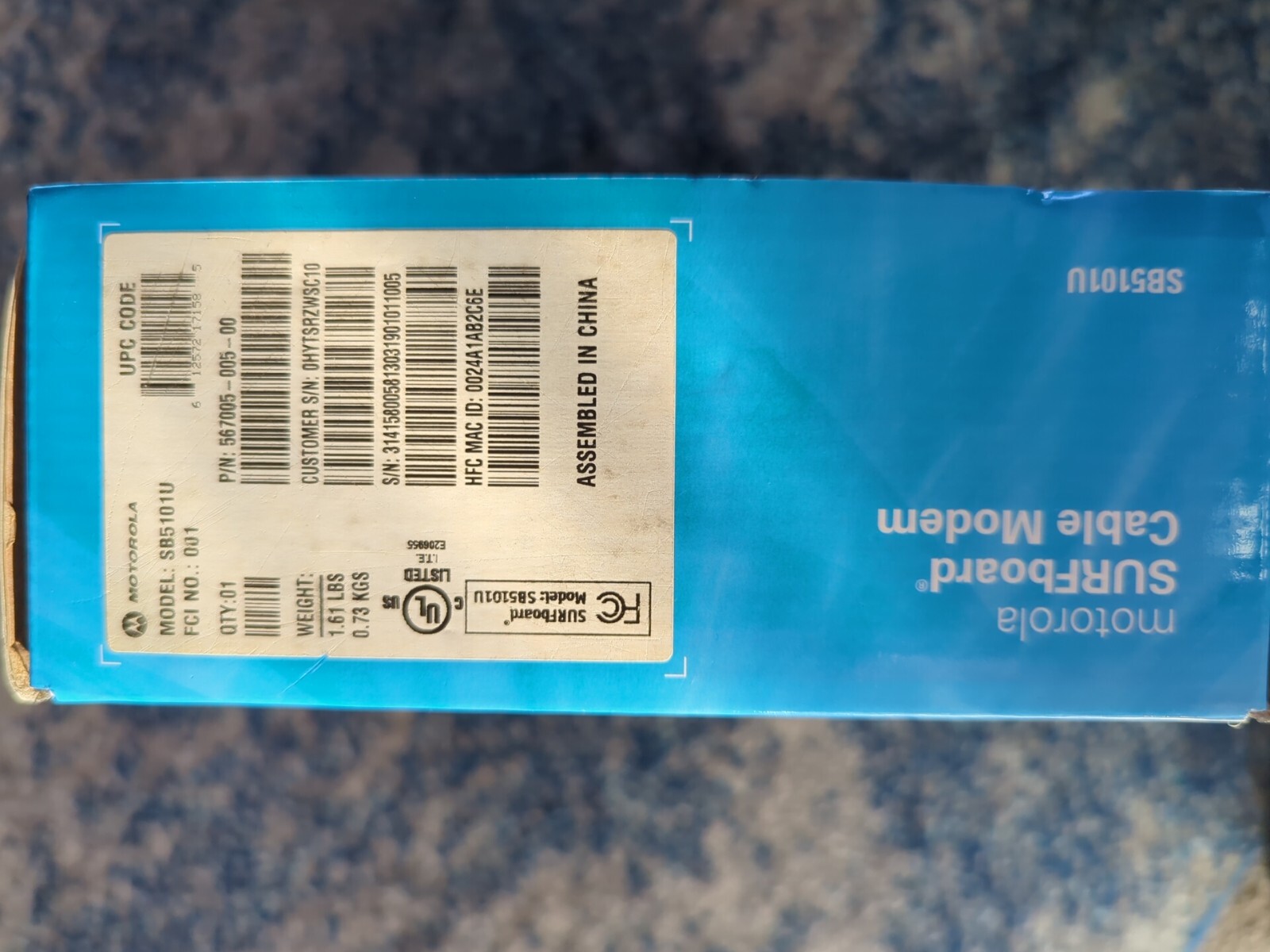Motorola SURFboard SB5101U High Speed Cable Modem New Open Box
