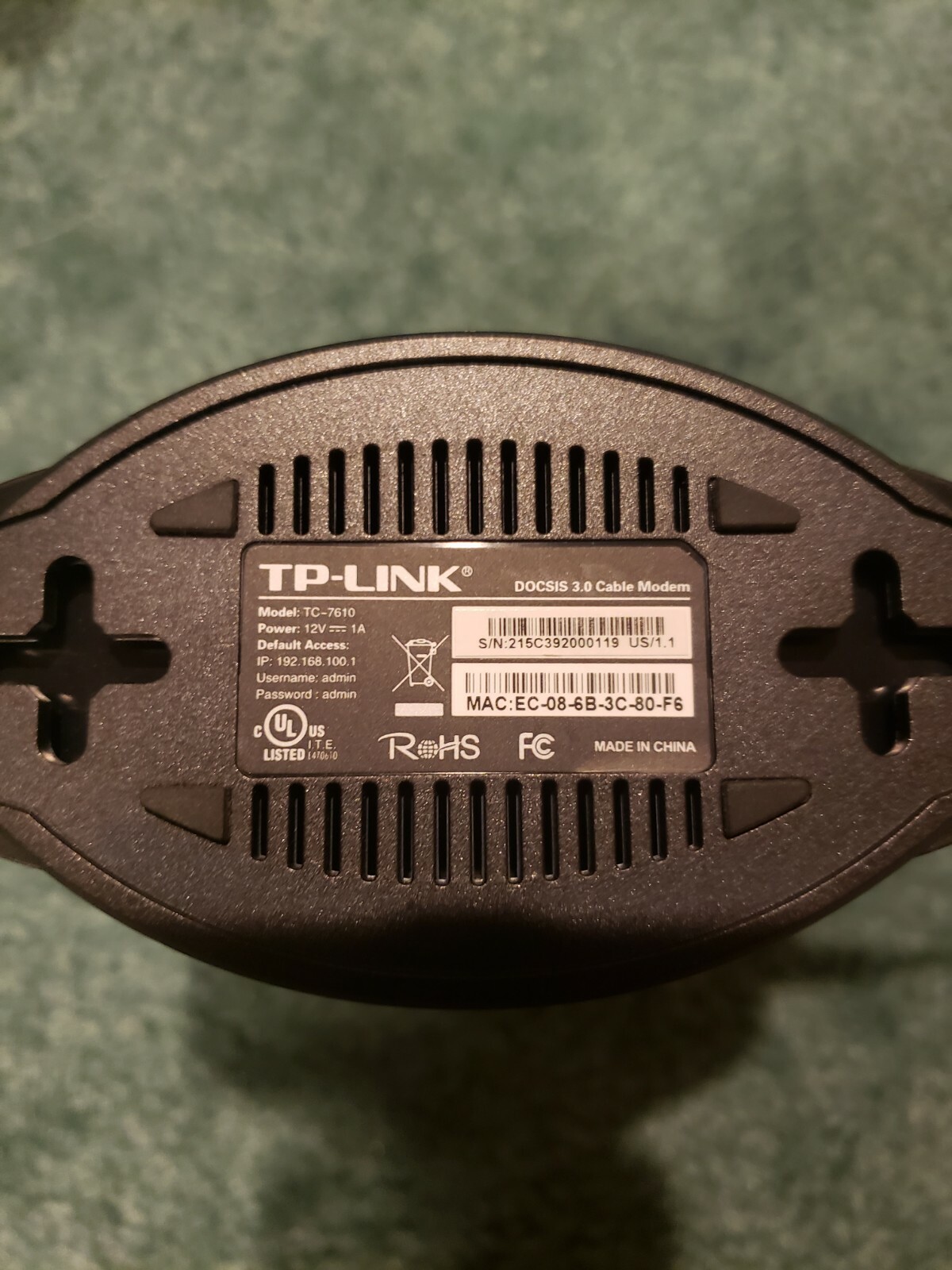 TP-LINK TC-7610 DOCSIS 3.0 Cable Modem
