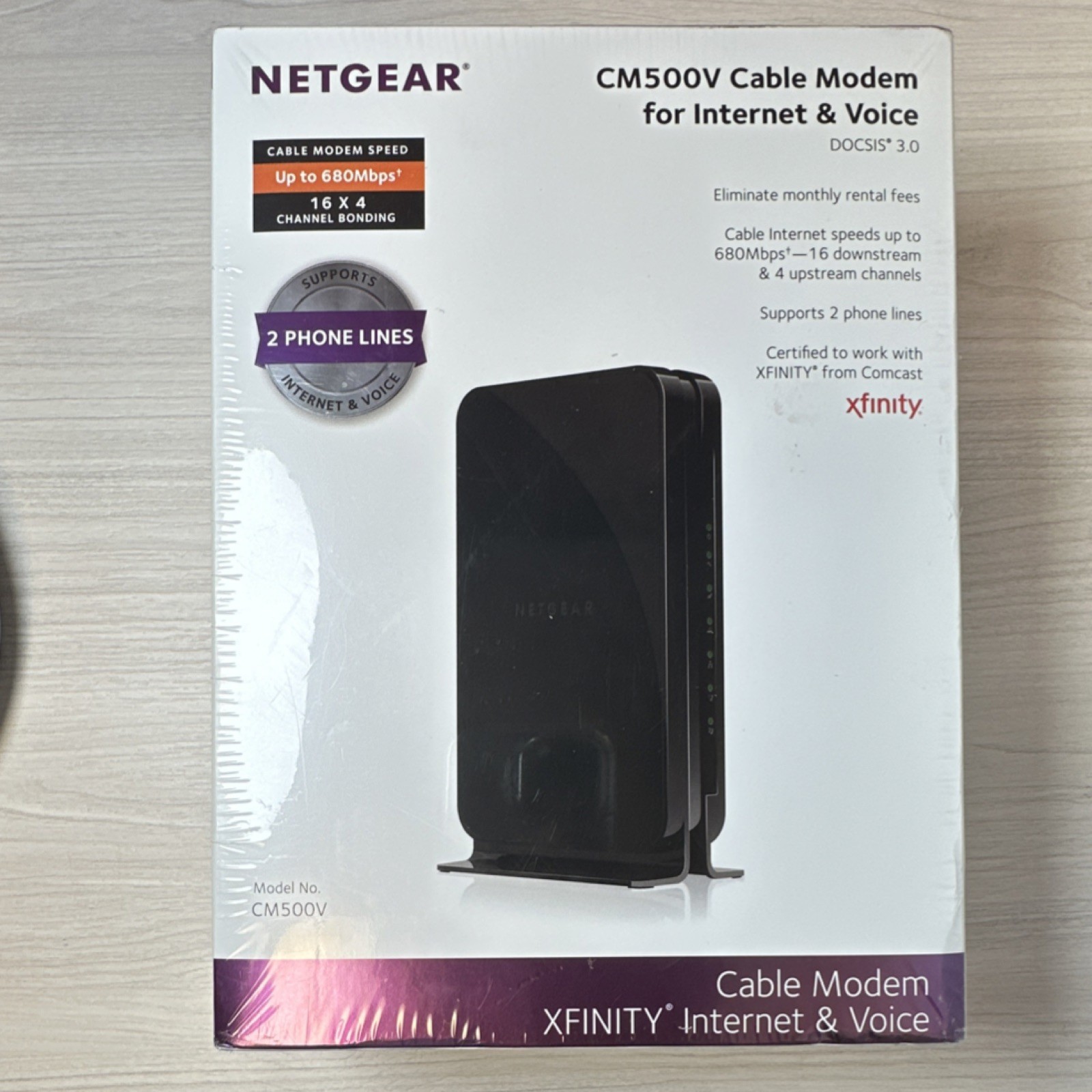NETGEAR CM500V DOCSIS 3.0 Cable Modem Xfinity Internet Voice 2 Phone Ports
