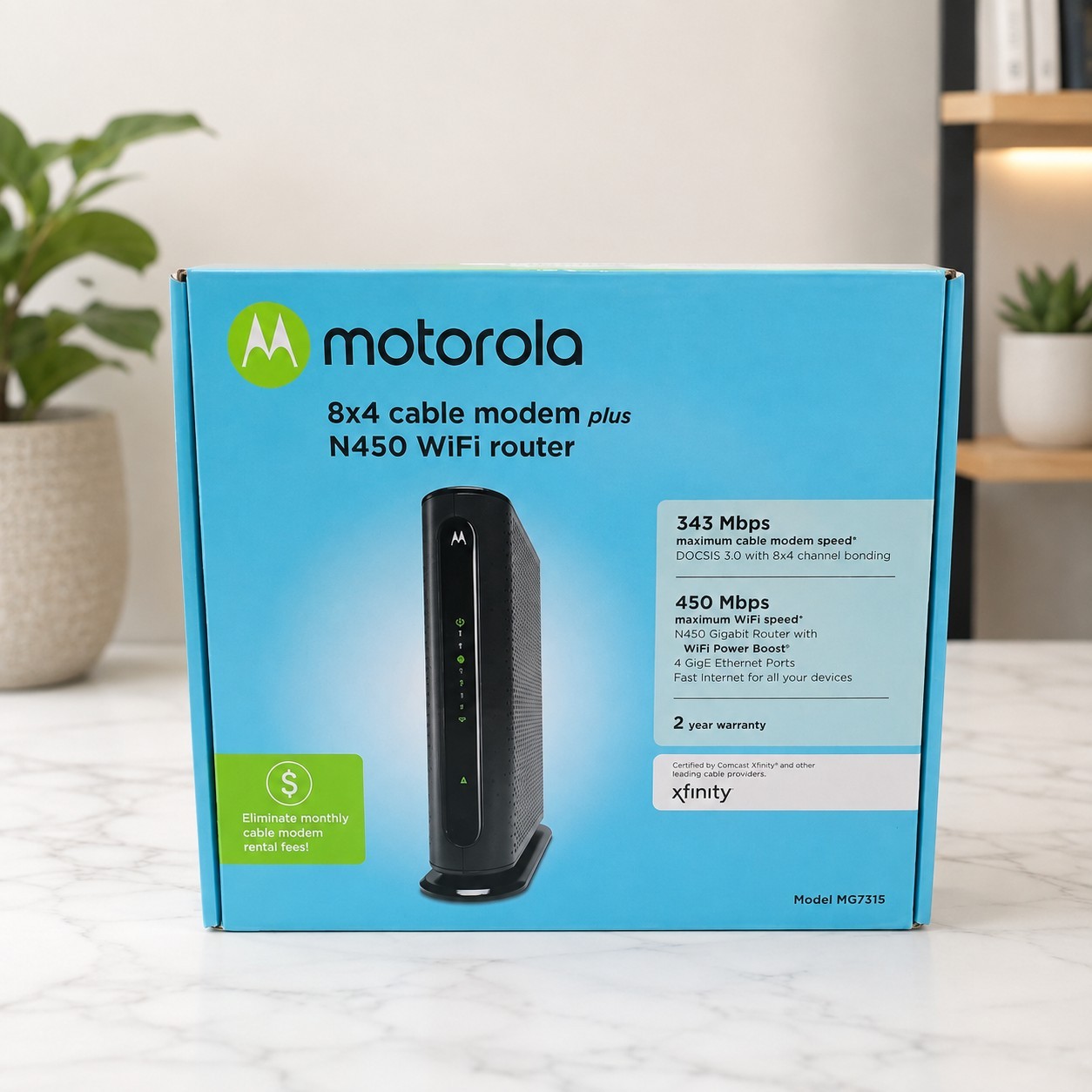 New Motorola Model MG7540 24×8 Cable Modem Plus AC 1900 Modem Router/2019