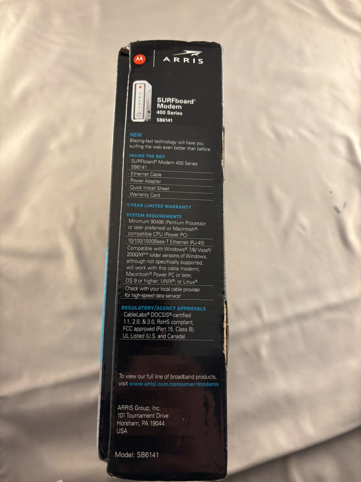 Arris Surfboard Cable Modem Model SB6141 DOCSIS 3.0 Cable Modem With Box