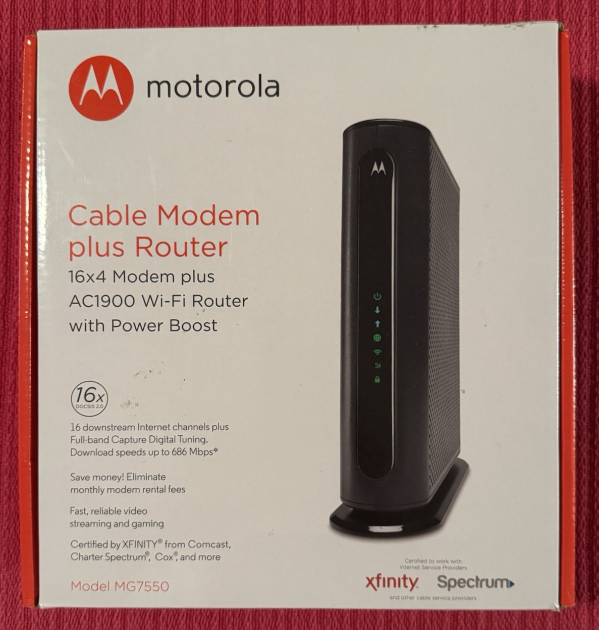Motorola MG7550 Dual Band AC1900 Cable Modem and Wi-Fi Router
