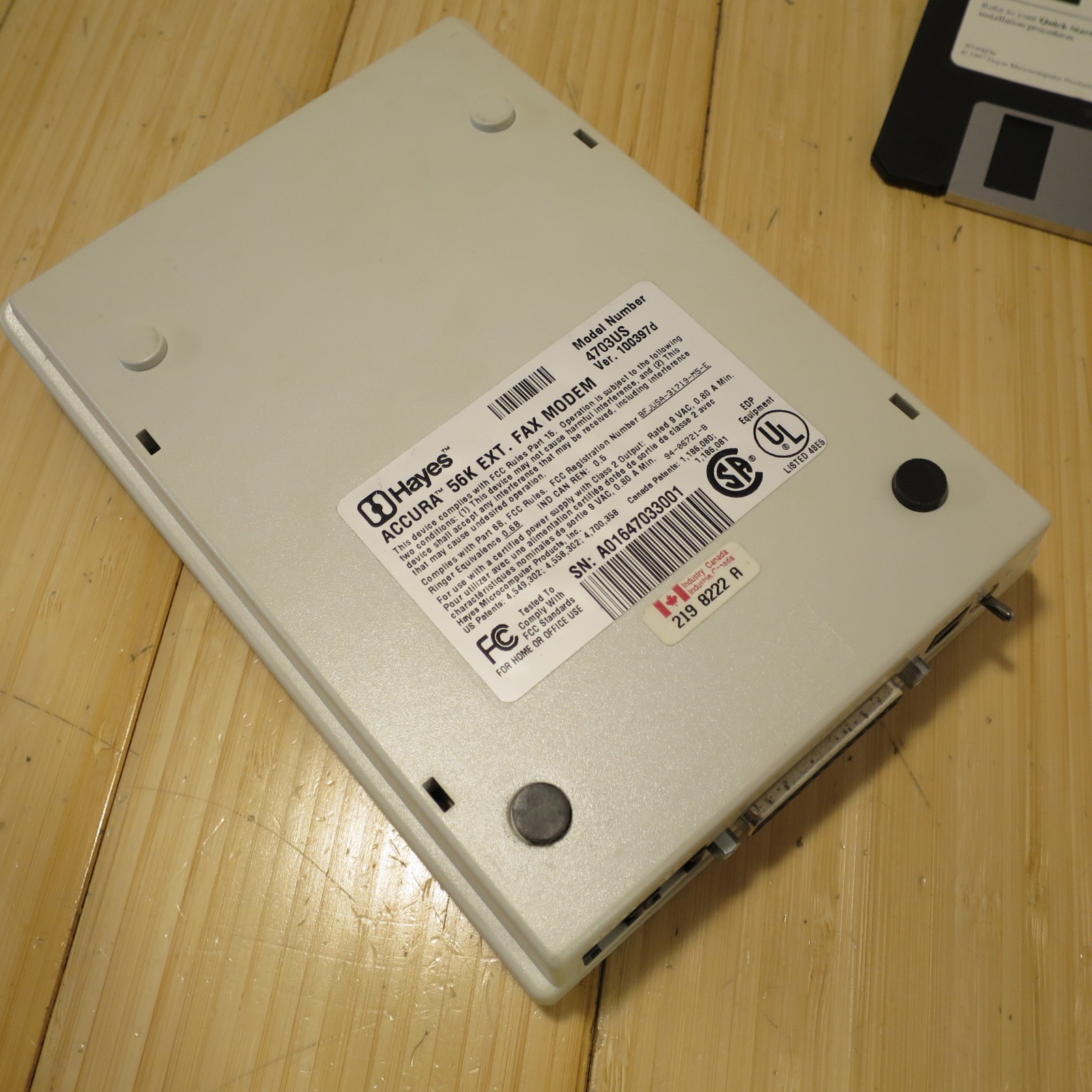 HAYES 4703US ACCURA 56K EXT FAX MODEM ACCURA 336/56K FAX (no cables)