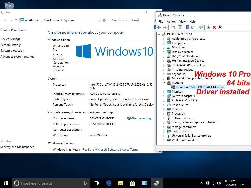 USB 56K External Dial Up Fax Data Modem Windows 10/8 / 7 / XP/Vista