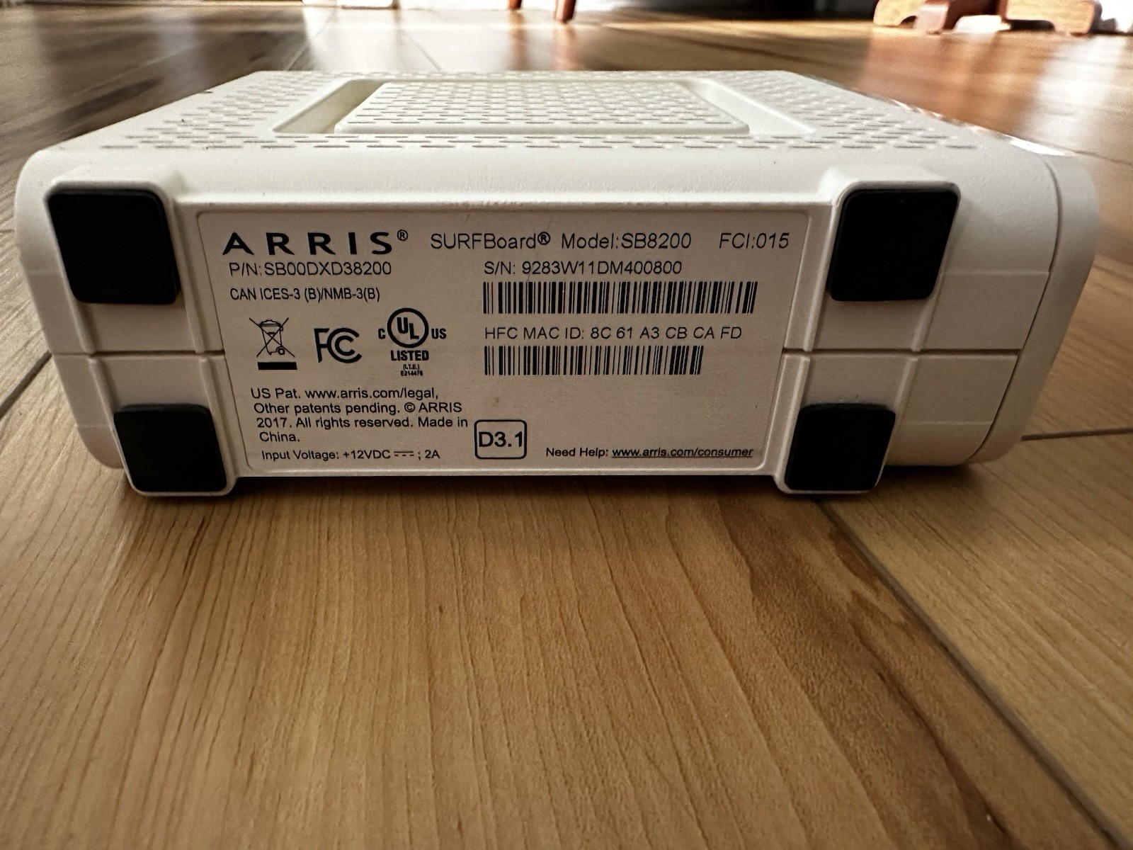 ARRIS SURFboard SB8200 DOCSIS 3.1 Cable Modem White 2-Port LAN