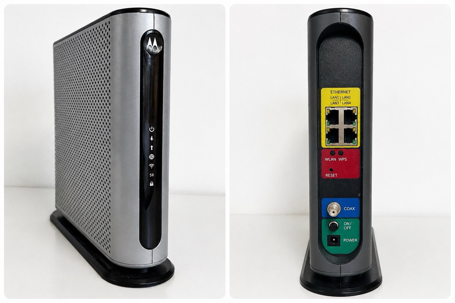 Motorola Cable Modem Router Wireless WPS 4-Port Ethernet RJ-45 Coax F-Type
