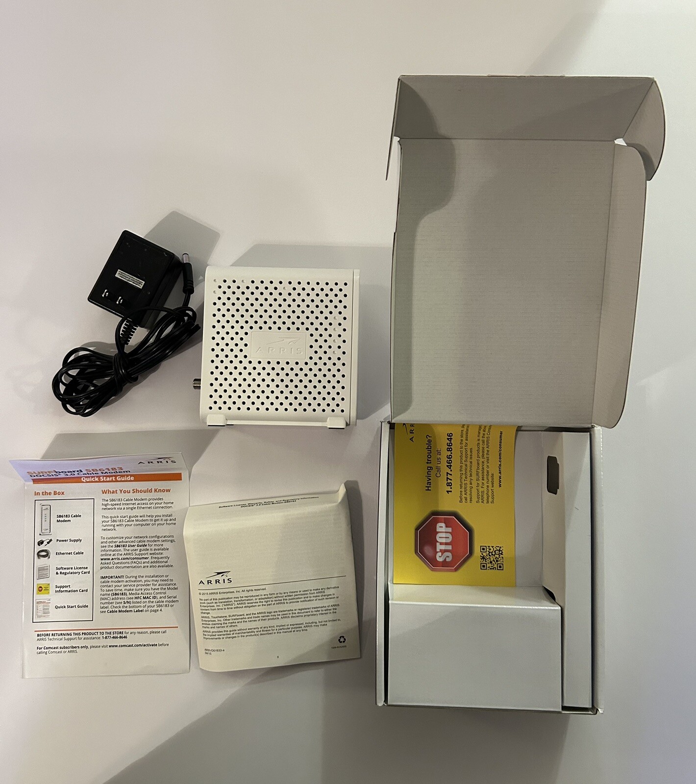 Arris SB6183 SURFboard DOCSIS 3.0 Cable Modem -White Open Box