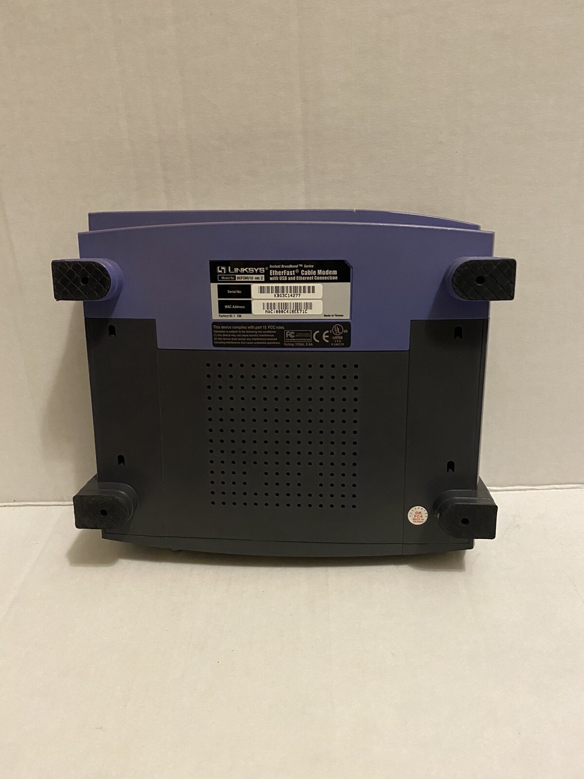 Linksys Cable Modem Model BEFCMU10 Version 2