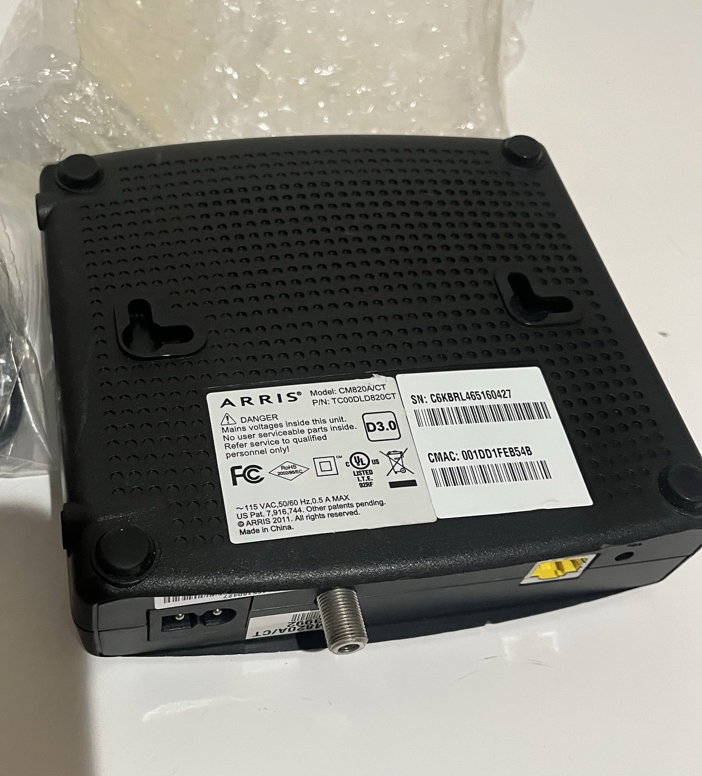 Arris CM820A DOCSIS 3.0 Cable Modem (Comcast Version)