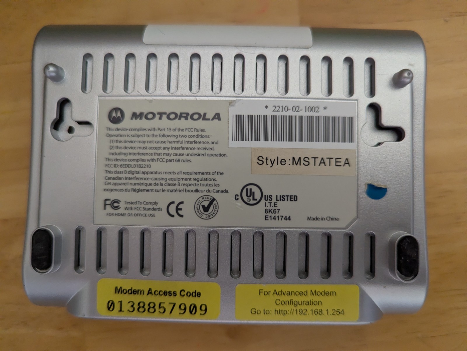 Homelab Part: Motorola DSL Modem AT&T, 24 Mbps (power supply not included)