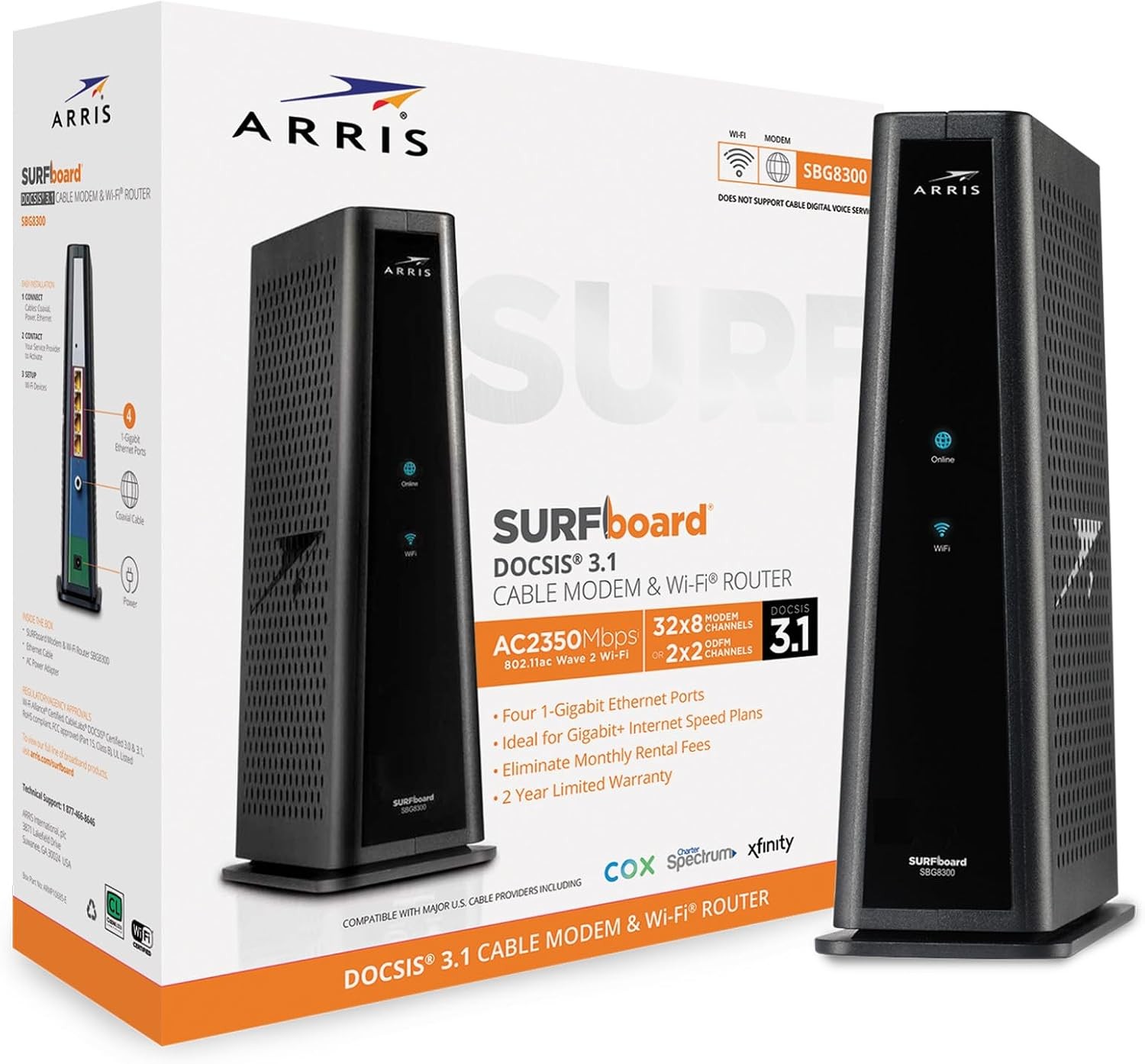 ARRIS SBG8300-RB Surfboard 3.1 Modem & AC2350 Router – Certified Refurbished