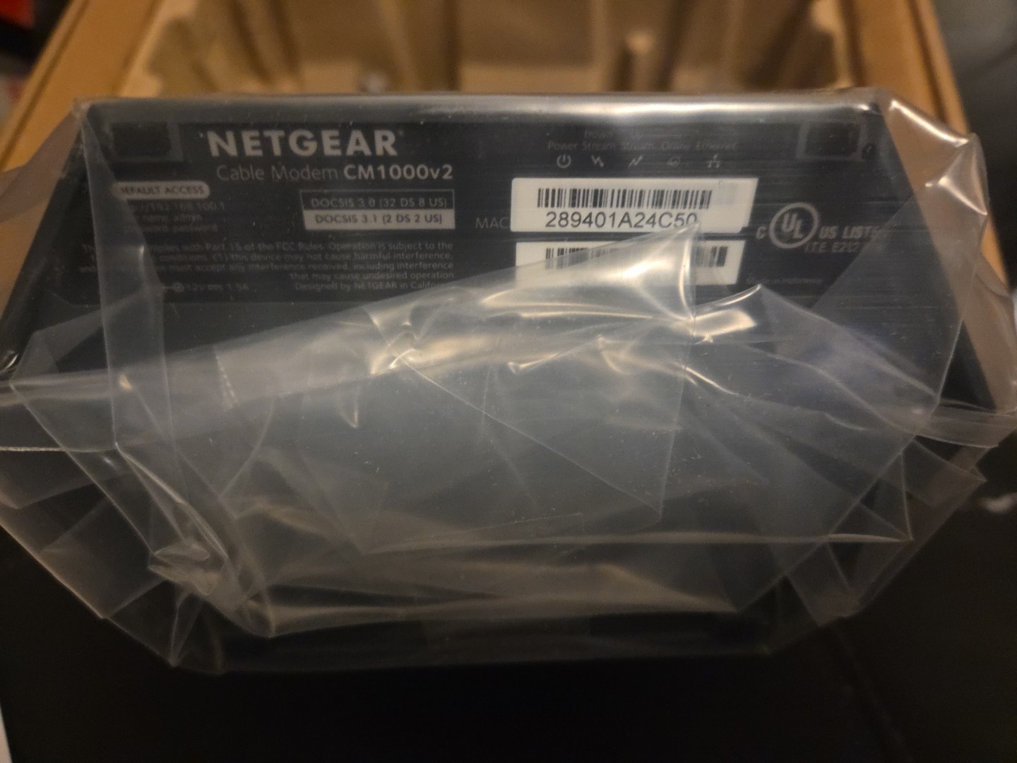 NETGEAR CM1000-100NAR DOCSIS 3.1 Cable Modem 6Gbps Ethernet Black CrtRrbshed