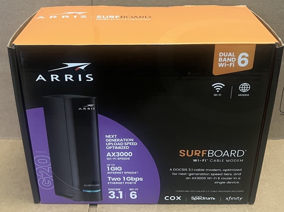 NEW (Open Box) ARRIS G20 DOCSIS 3.1 Cable Modem & AX3000 WiFi 6 Router FAST SHIP
