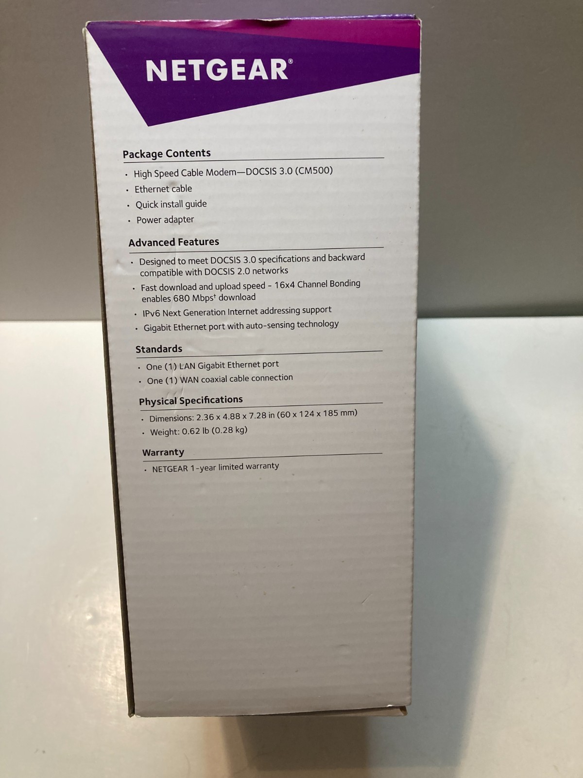 NEW Open Box Netgear CM500 High Speed Cable Modem No Quick Install Guide