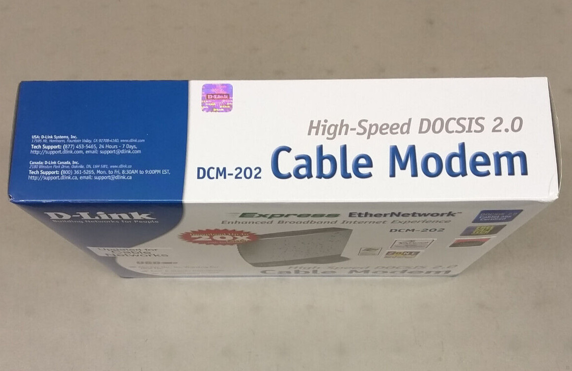 D-Link DCM-202 Cable Modem EUC Ethernet USB Stand CD-ROM