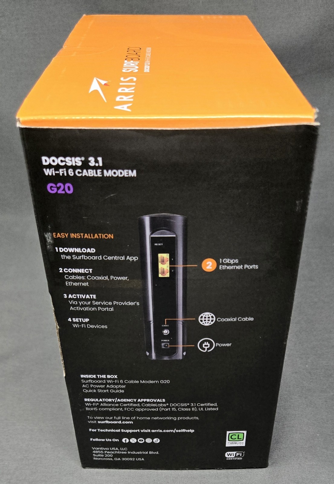 ARRIS G20 DOCSIS 3.1 Cable Modem & AX3000 WiFi 6 Router, NEW (Sealed)