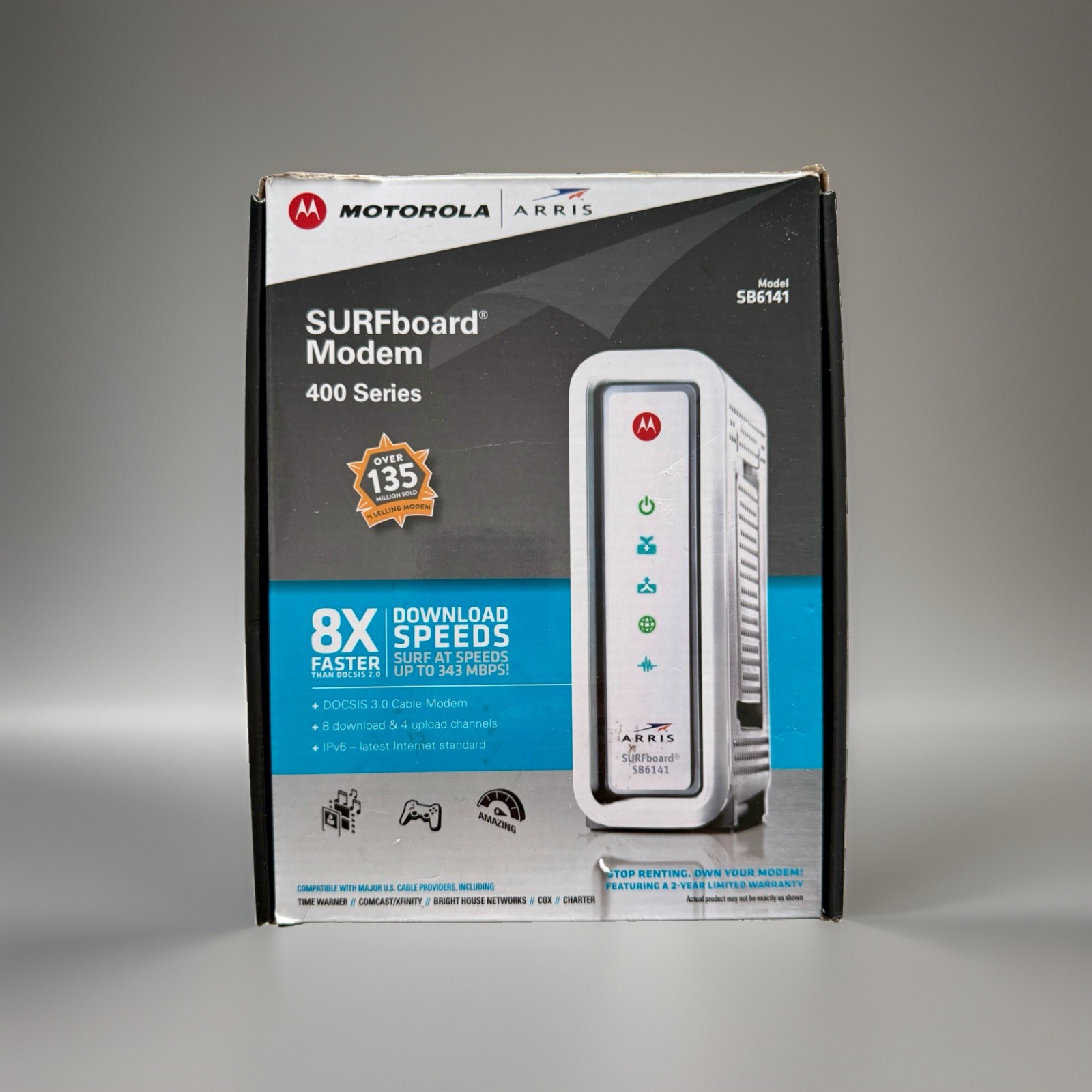 Motorola ARRIS SURFboard Modem 400 Series SB6141 With Power Supply *Tested*