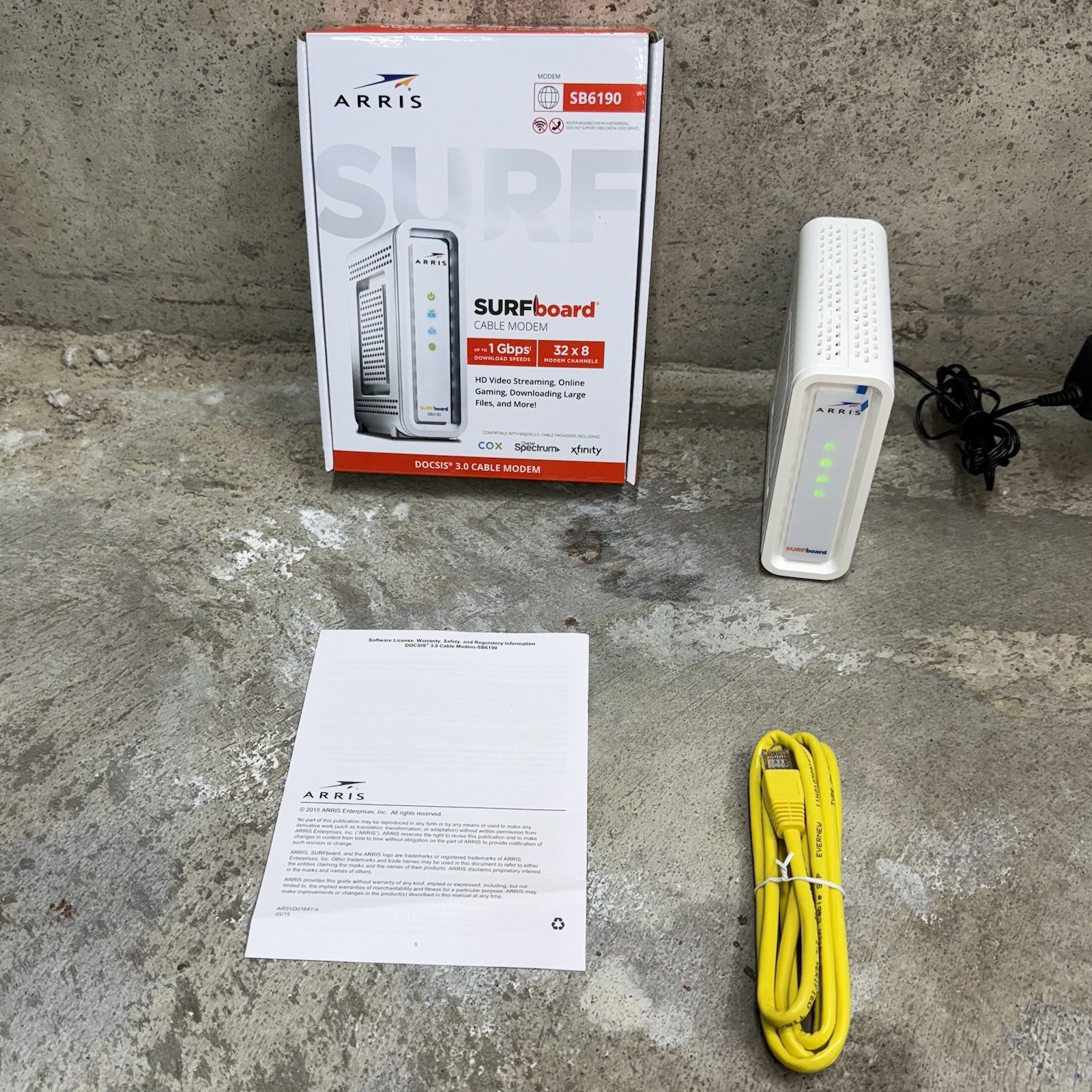 ARRIS SURFboard SB6190 DOCSIS 3.0 32×8 Gigabit Cable Modem 1 Gbps Open Box
