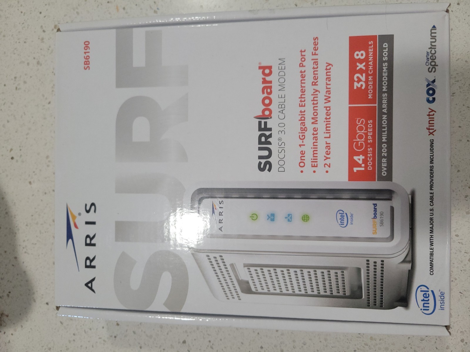 ARRIS Surfboard SB6190-RB DOCSIS 3.0 Cable Modem, White