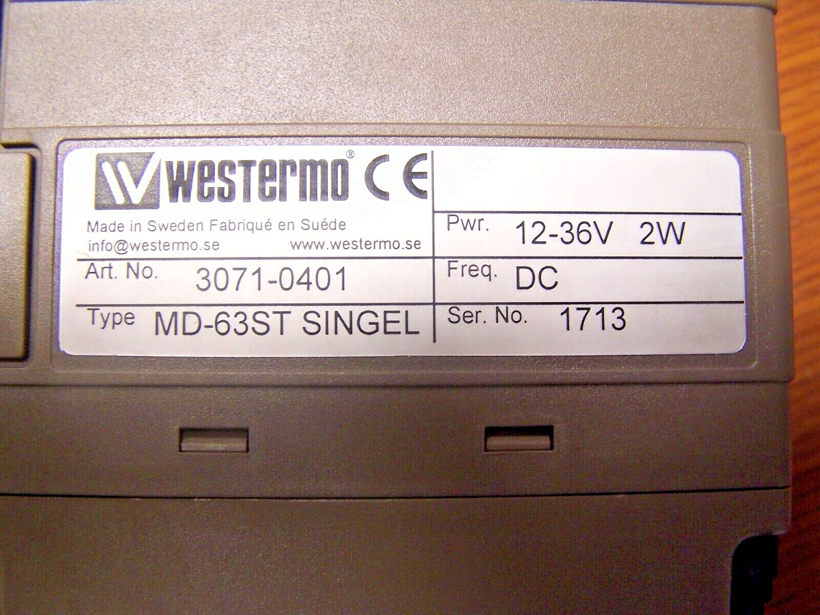 🔥 WESTERMO MD-63DC ST SINGLE 12-36 VDC 3071-0401 TYPE MD-63ST SINGEL
