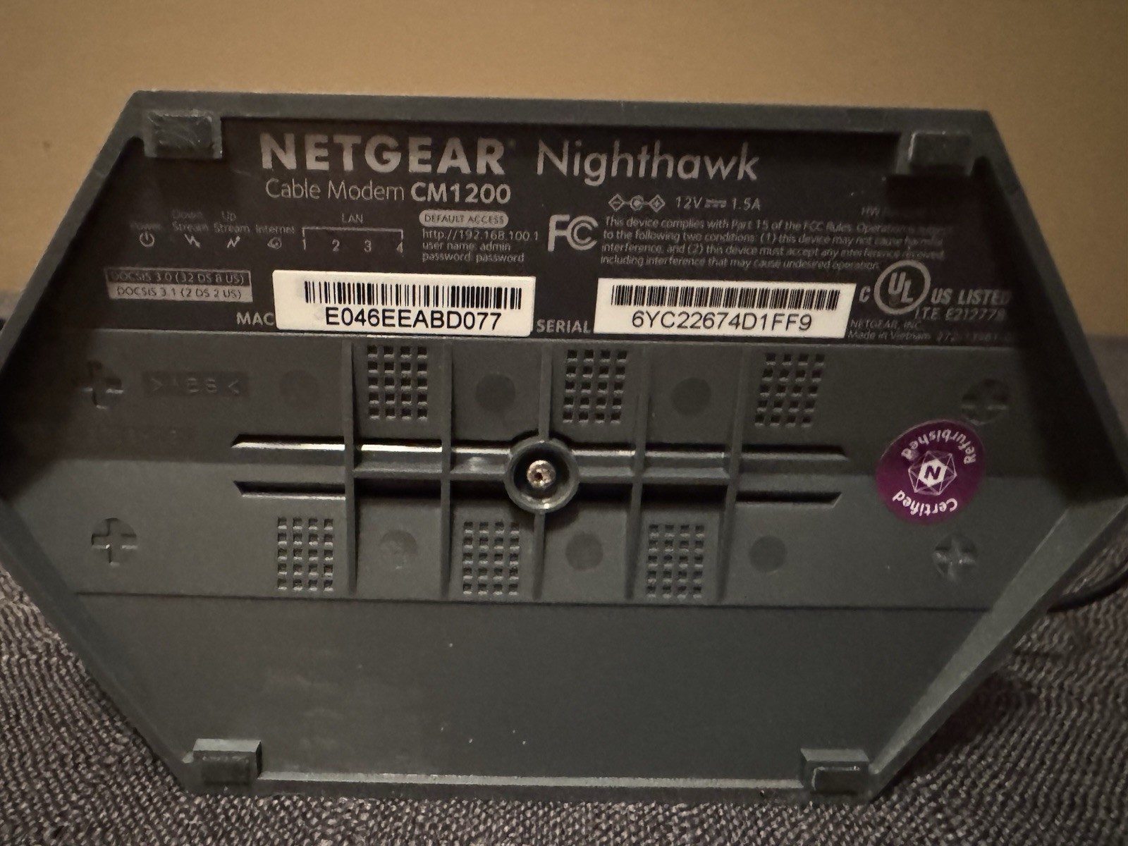NETGEAR Nighthawk CM1200 DOCSIS 3.1 Cable Modem