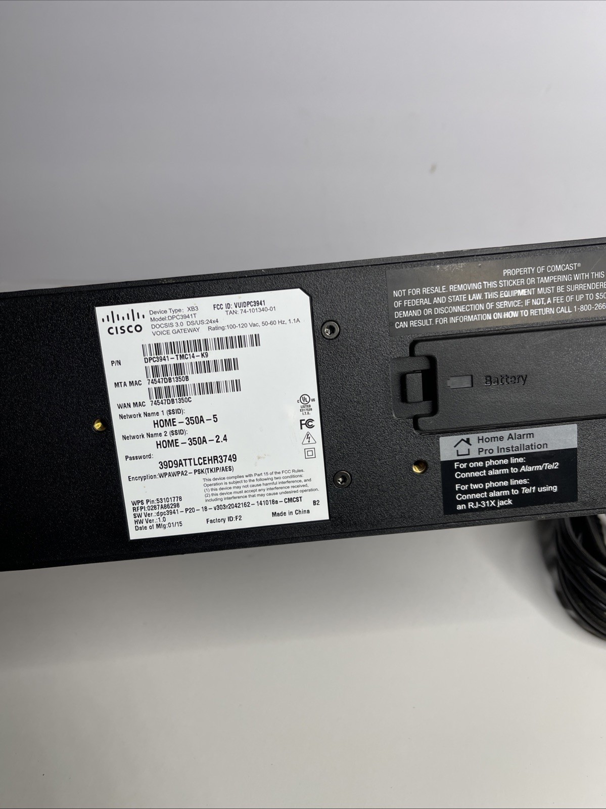 Xfinity DPC3941T DOCSIS 3.0 Dual Band WiFi XB3 Device Type Voice Gateway Router