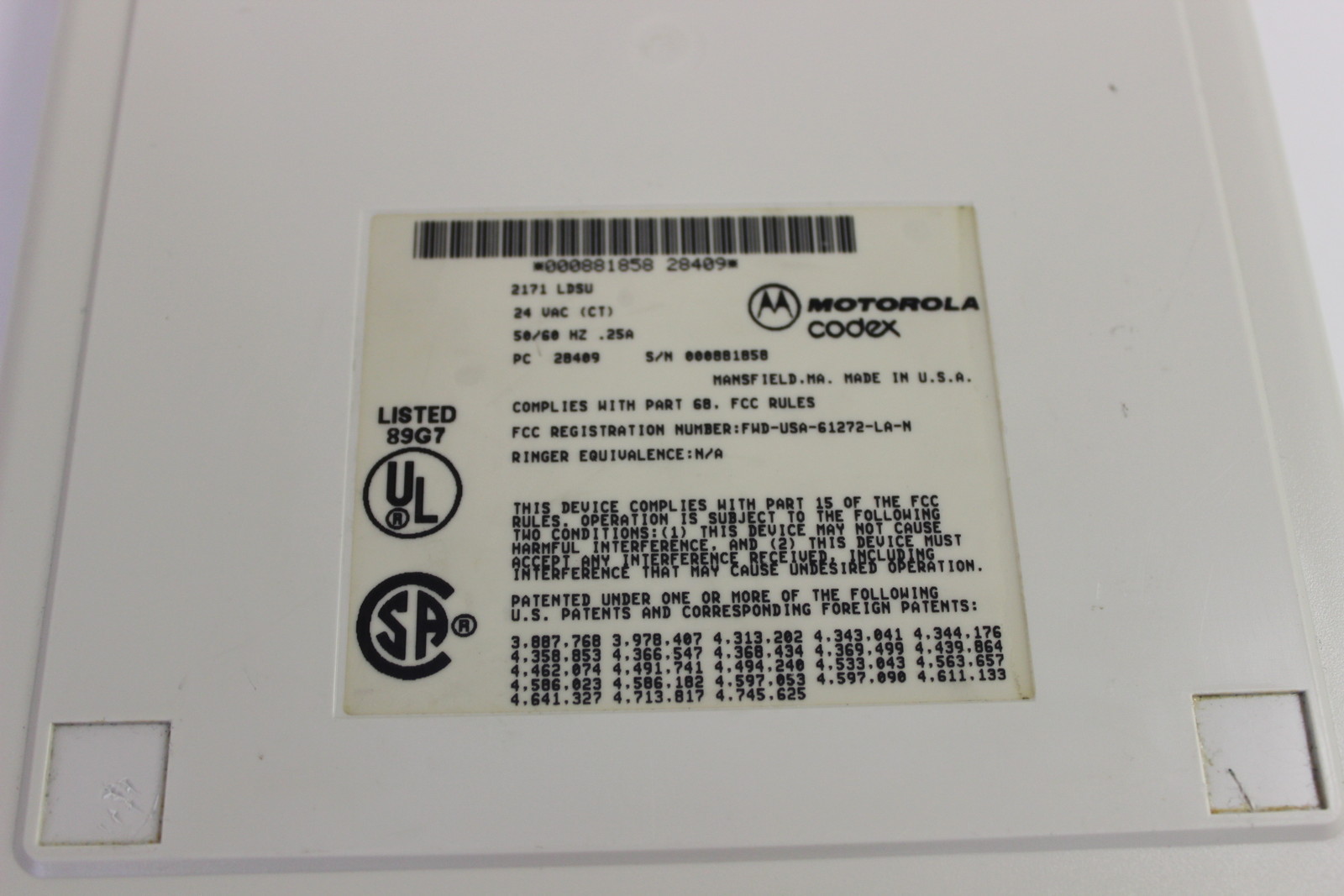 MOTOROLA CODEX 2171 LDSU WITH AC ADAPTER WITH WARRANTY